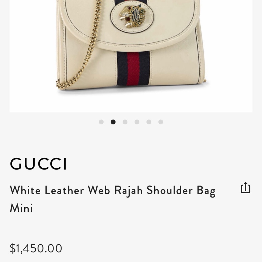 Gucci White Leather Rajah Shoulder Bag